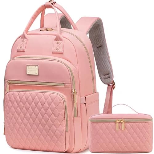 Weitars Insulated Lunch Backpack for Women with 15.6 Inch Laptop Compartment | Pink Carry-On Travel Bag thumbnail 1