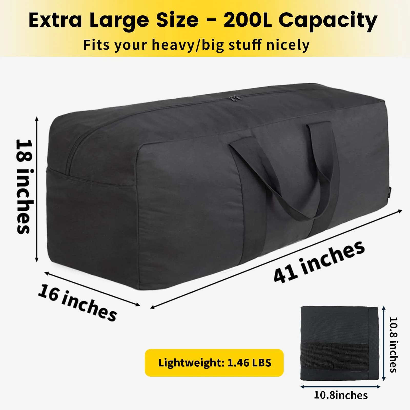 Vorspack 200L Black Extra Large Heavy Duty Duffle Bag for Travel - view 2