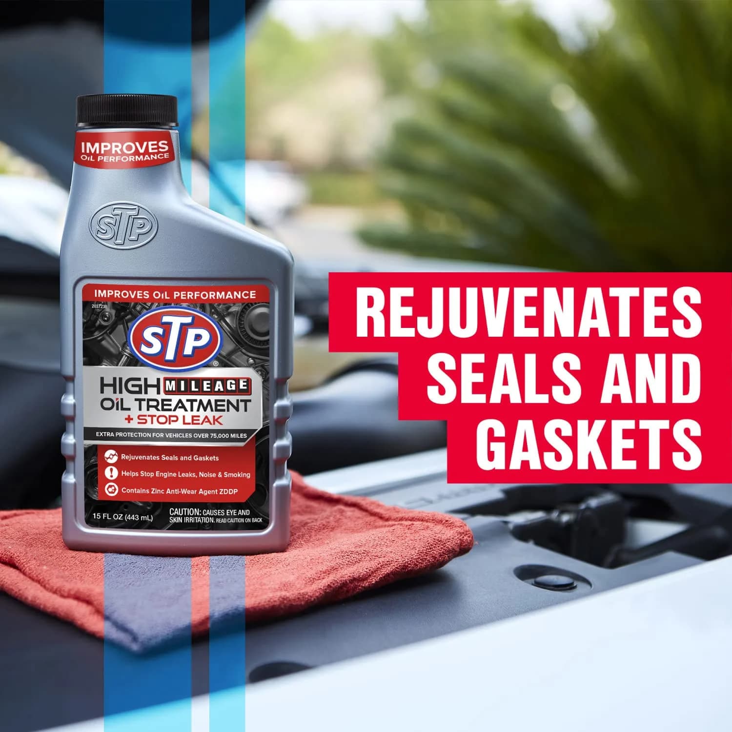 STP High Mileage Oil Treatment + Stop Leak 900ml (30 Fl Oz) | Protects Engines with Over 75,000 Miles - view 5