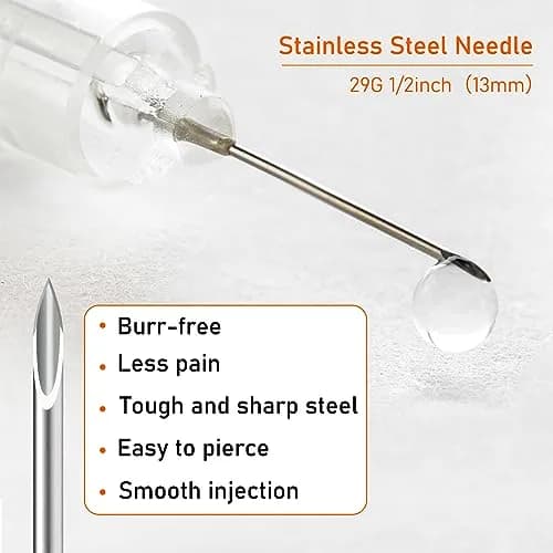 JIBENGAO 1cc 29 Gauge 13mm Syringes with Needles, Pack of 100 | Sterile Lab Dispensing Needles thumbnail 4
