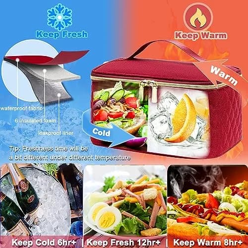Weitars Laptop Backpack Cooler with Insulated Lunch Bag, 15.6 Inch Laptop Compartment, Wine Red | Water-Resistant Polyester Travel Backpack thumbnail 3