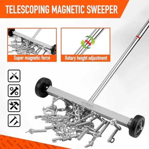 HORUSDY 17-Inch Rolling Magnetic Sweeper with Wheels, 4 kg (8.8 lb) Capacity | Adjustable Handle thumbnail 4