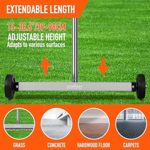HORUSDY 17-Inch Rolling Magnetic Sweeper with Wheels, 4 kg (8.8 lb) Capacity | Adjustable Handle thumbnail 5