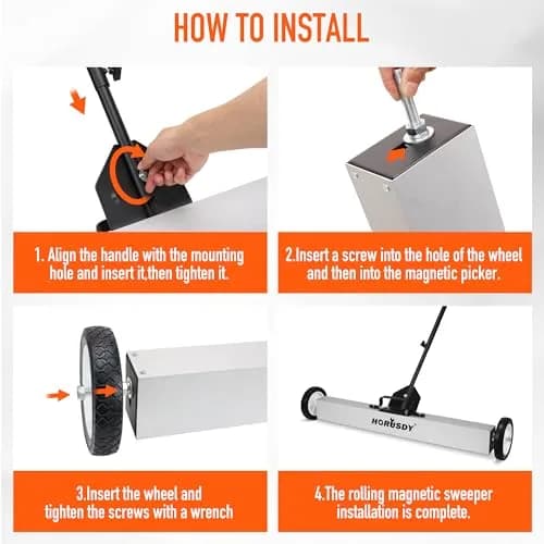 HORUSDY 17-Inch Rolling Magnetic Sweeper with Wheels, 4 kg (8.8 lb) Capacity | Adjustable Handle thumbnail 6