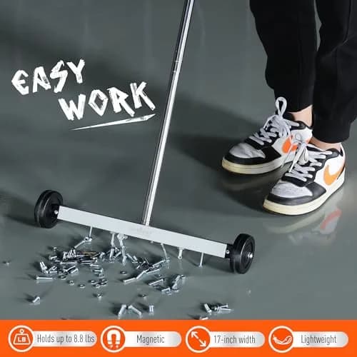 HORUSDY 17-Inch Rolling Magnetic Sweeper with Wheels, 4 kg (8.8 lb) Capacity | Adjustable Handle thumbnail 8
