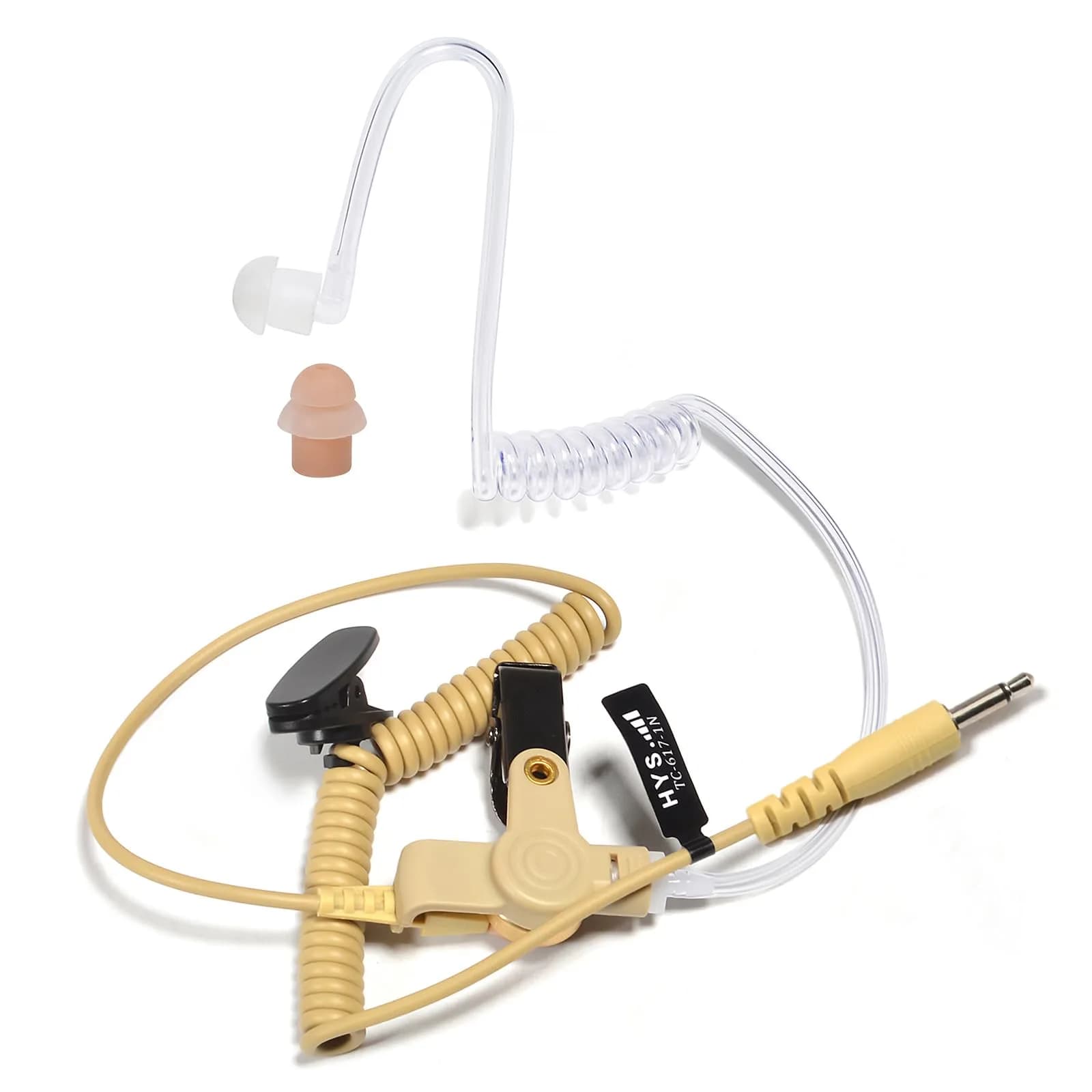 HYS 3.5mm Receiver/Listen Only Earpiece | Clear Acoustic Coil Tube Earbud for Motorola & More
