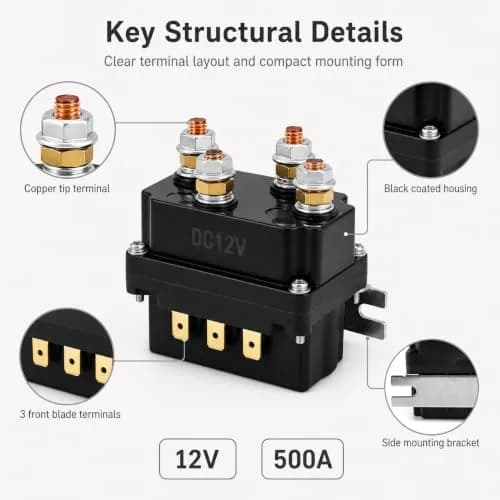 QWORK 12V 500A Solenoid Relay 2 Pack | Heavy Duty Winch Contactor for ATV/UTV thumbnail 4