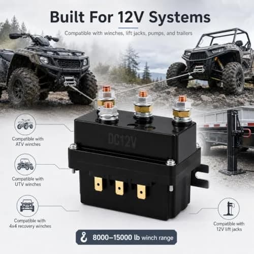 QWORK 12V 500A Solenoid Relay 2 Pack | Heavy Duty Winch Contactor for ATV/UTV thumbnail 3