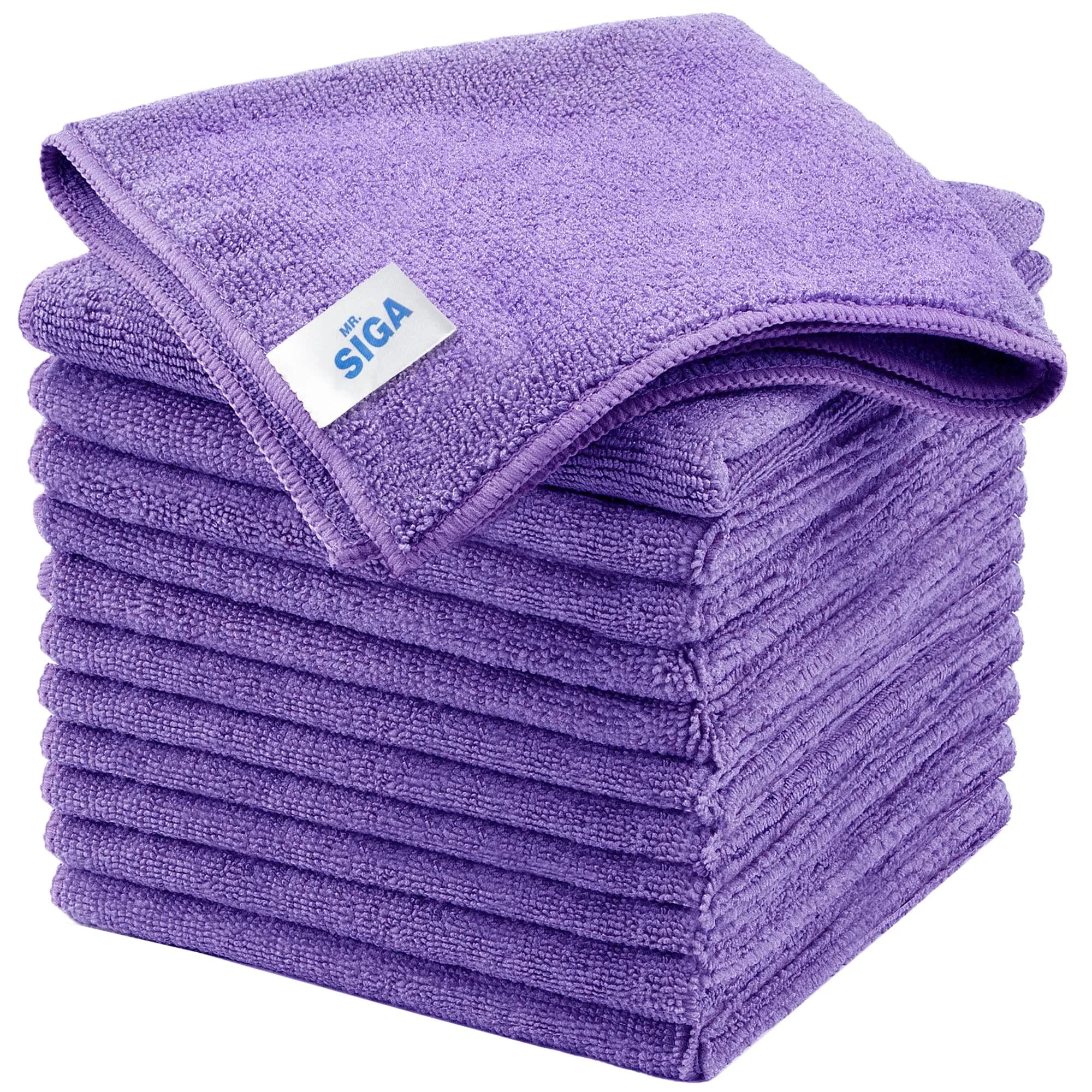 MR.SIGA Microfiber Cleaning Cloths, Streak Free Microfiber Towels, 12 Pack | 32x32cm (12.6x12.6") Assorted — Purple