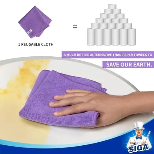 MR.SIGA Microfiber Cleaning Cloths, Streak Free Microfiber Towels, 12 Pack, 32x32cm (12.6x12.6 inches) thumbnail 4