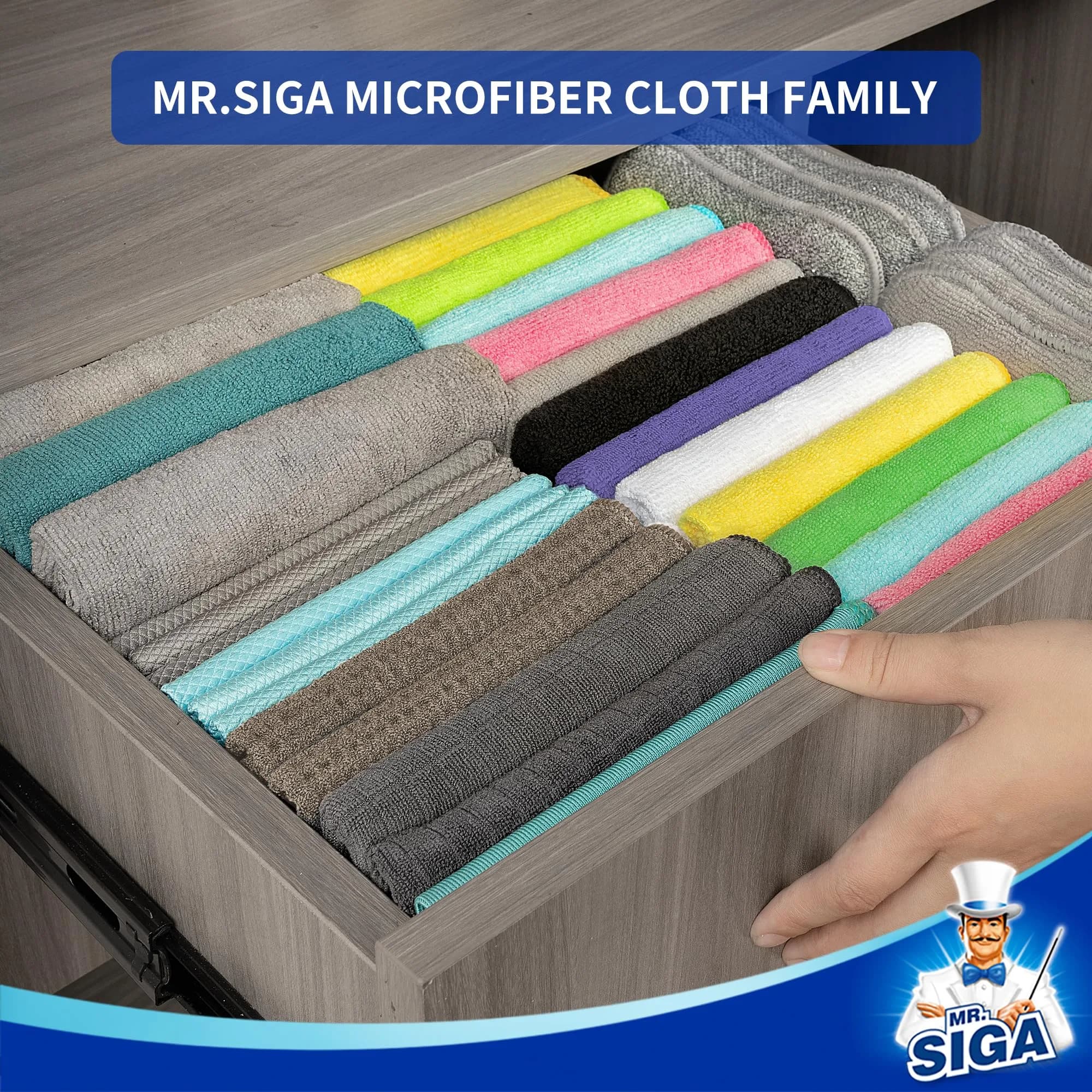 MR.SIGA Microfiber Cleaning Cloths, Streak Free Microfiber Towels, 12 Pack, 32x32cm (12.6x12.6 inches) thumbnail 6