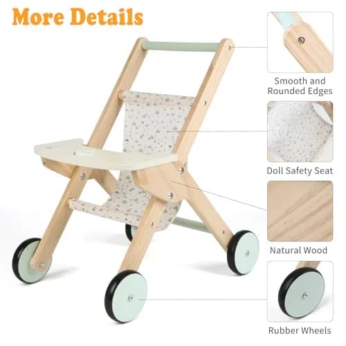 Canuan Wooden Baby Walker Doll Stroller with Butterfly Theme | 12-36 Months thumbnail 6