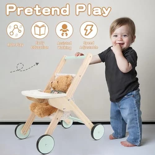 Canuan Wooden Baby Walker Doll Stroller with Butterfly Theme | 12-36 Months thumbnail 7
