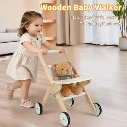 Canuan Wooden Baby Walker Doll Stroller with Butterfly Theme | 12-36 Months thumbnail 2