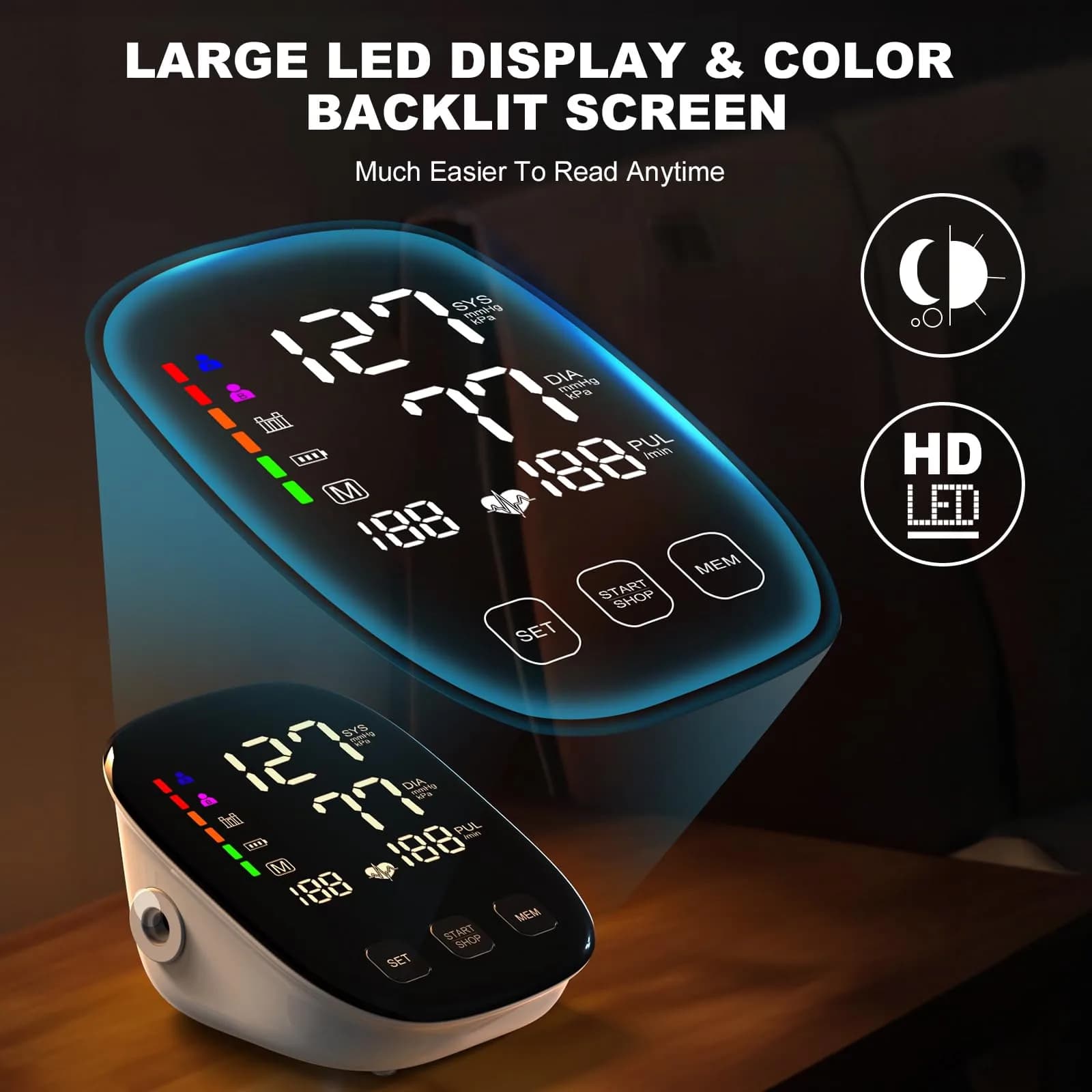 COCACIS Automatic Blood Pressure Monitor with 2 Cuffs (9-17'' & 13-21'') | Accurate Home Use with WHO Indicator - view 3
