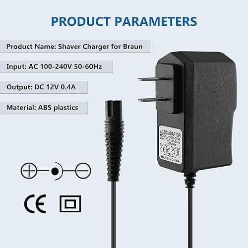 FNKTQL 12V Shaver Charger for Braun Series 9, 8, 7, 6, 5, 3, 1, XT5 & Silk Epil 5/7/9/9 Flex (1.5m Cable) | Smart Charging Power Cord thumbnail 5
