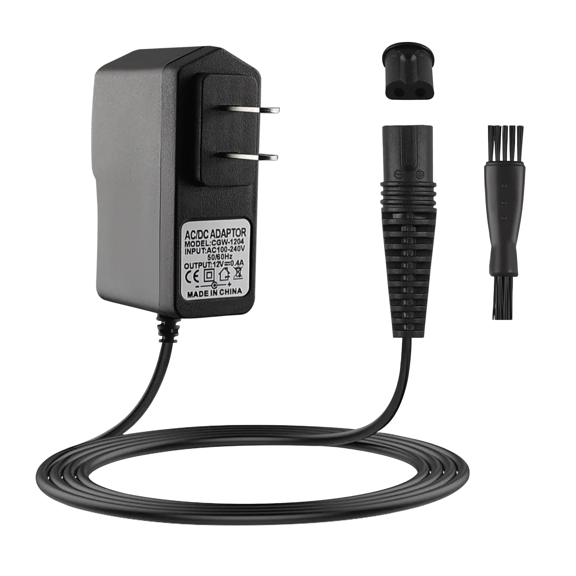 FNKTQL 12V Shaver Charger for Braun Series 9, 8, 7, 6, 5, 3, 1, XT5 & Silk Epil 5/7/9/9 Flex (1.5m Cable) | Smart Charging Power Cord — Black