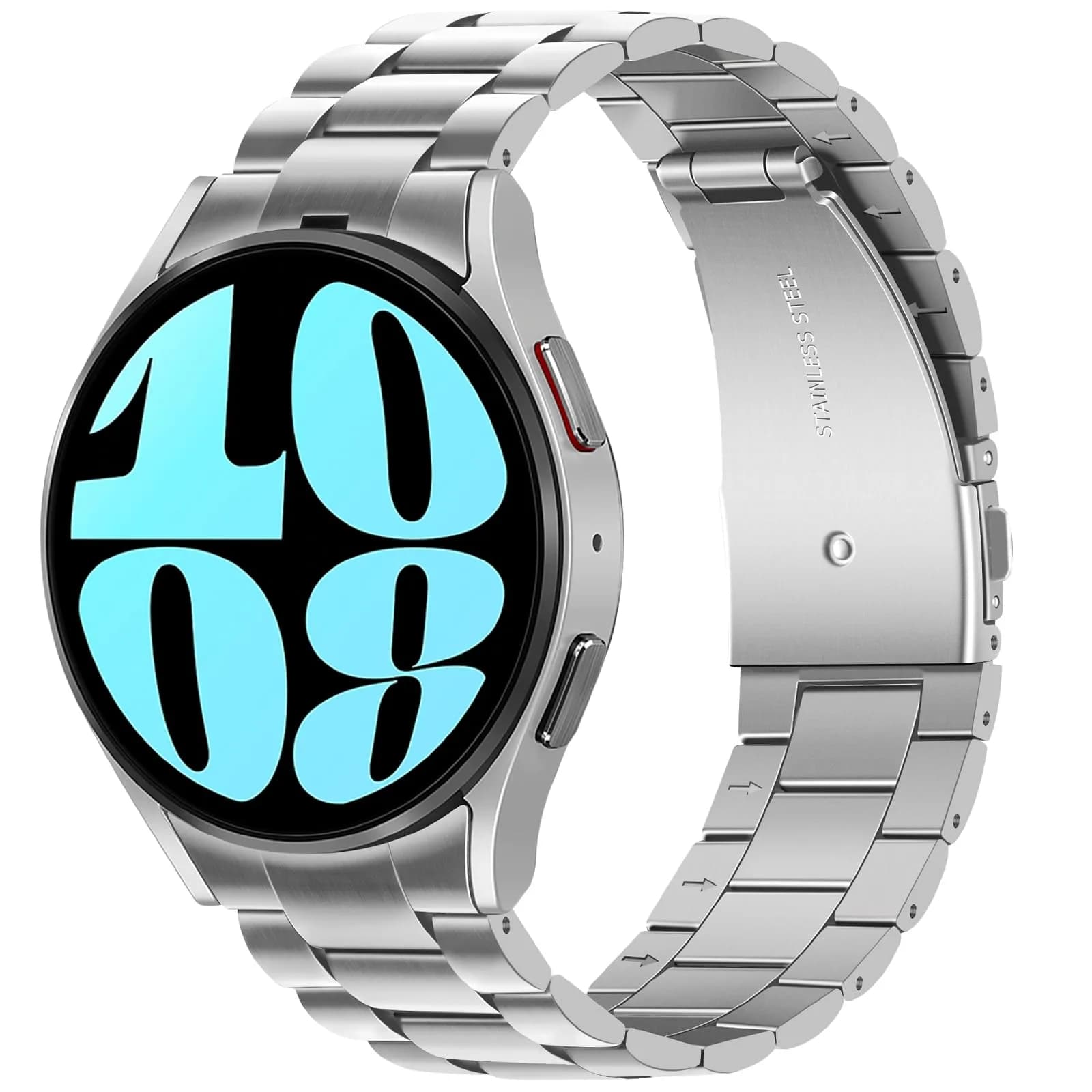 Anlinser No Gap Bands Compatible with Samsung Galaxy Watch 7/6/5/4/FE Band 20mm Silver | Seamless Metal Strap for All Case Sizes