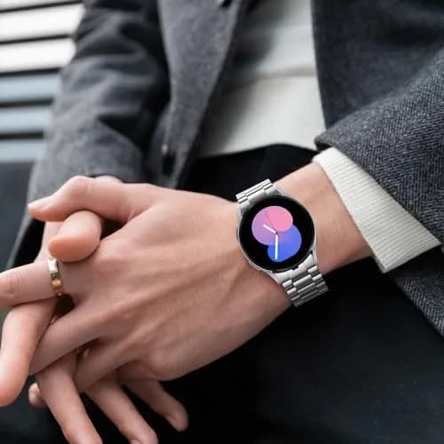 Anlinser No Gap Bands Compatible with Samsung Galaxy Watch 7/6/5/4/FE Band 20mm Silver | Seamless Metal Strap for All Case Sizes thumbnail 6