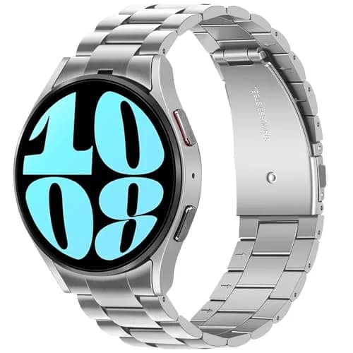 Anlinser No Gap Bands Compatible with Samsung Galaxy Watch 7/6/5/4/FE Band 20mm Silver | Seamless Metal Strap for All Case Sizes thumbnail 1