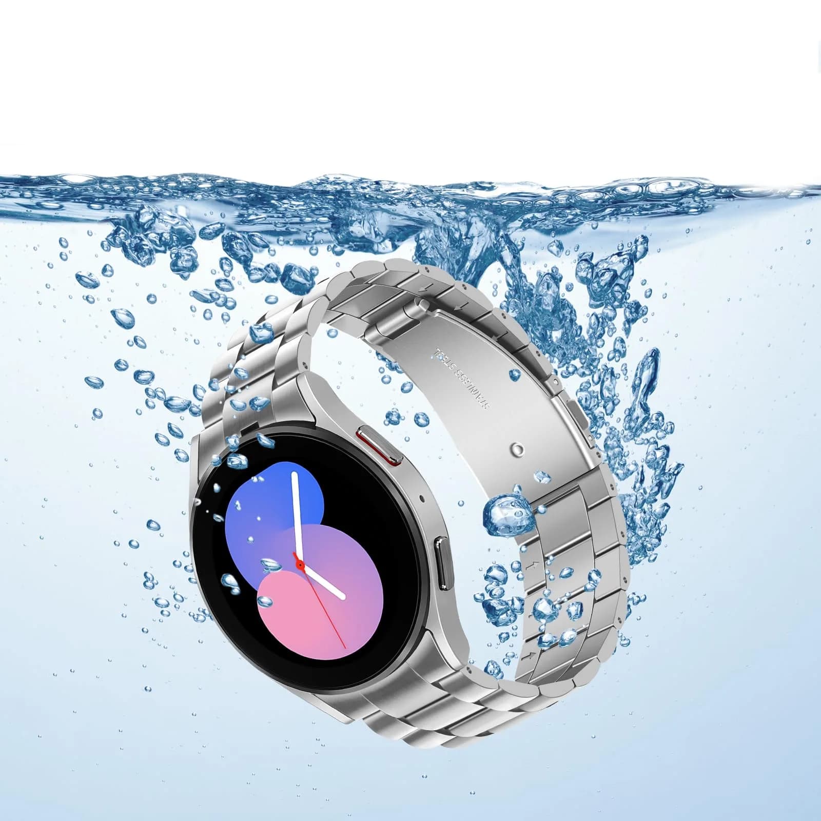 Anlinser No Gap Bands Compatible with Samsung Galaxy Watch 7/6/5/4/FE Band 20mm Silver | Seamless Metal Strap for All Case Sizes - view 4