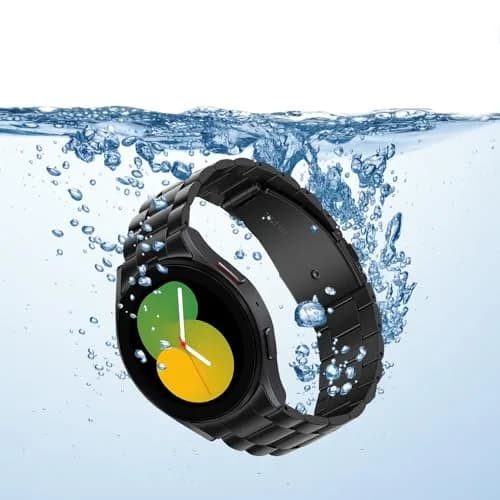 Anlinser No Gap Metal Watch Band for Samsung Galaxy Watch 7/6/5/4/FE 20mm Black | Adjustable Stainless Steel Strap thumbnail 4