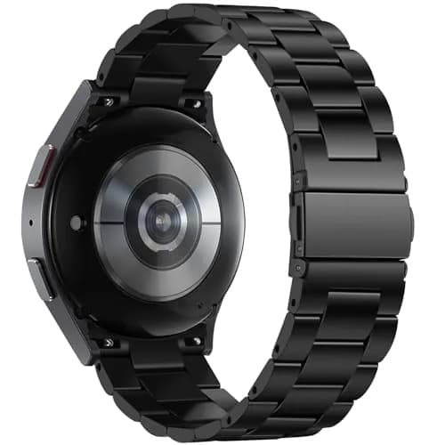 Anlinser No Gap Metal Watch Band for Samsung Galaxy Watch 7/6/5/4/FE 20mm Black | Adjustable Stainless Steel Strap thumbnail 2