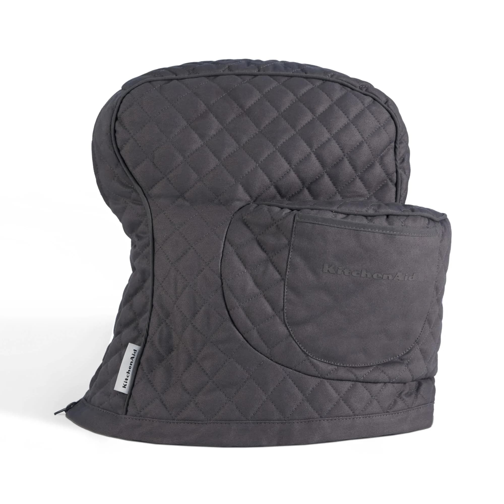 KitchenAid Fitted Tilt-Head Stand Mixer Cover with Storage Pocket, Quilted 100% Cotton, 36.6cm x 45.7cm x 25.4cm (14.4"x18"x10"), Charcoal Grey
