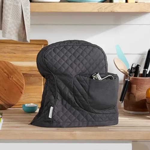 KitchenAid Fitted Tilt-Head Stand Mixer Cover with Storage Pocket, Quilted 100% Cotton, 36.6cm x 45.7cm x 25.4cm (14.4"x18"x10"), Charcoal Grey thumbnail 2
