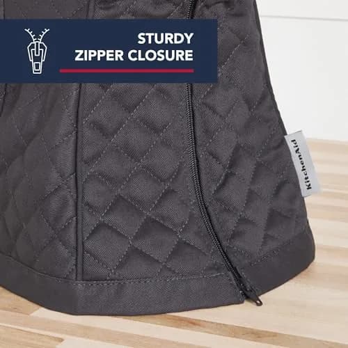KitchenAid Fitted Tilt-Head Stand Mixer Cover with Storage Pocket, Quilted 100% Cotton, 36.6cm x 45.7cm x 25.4cm (14.4"x18"x10"), Charcoal Grey thumbnail 3