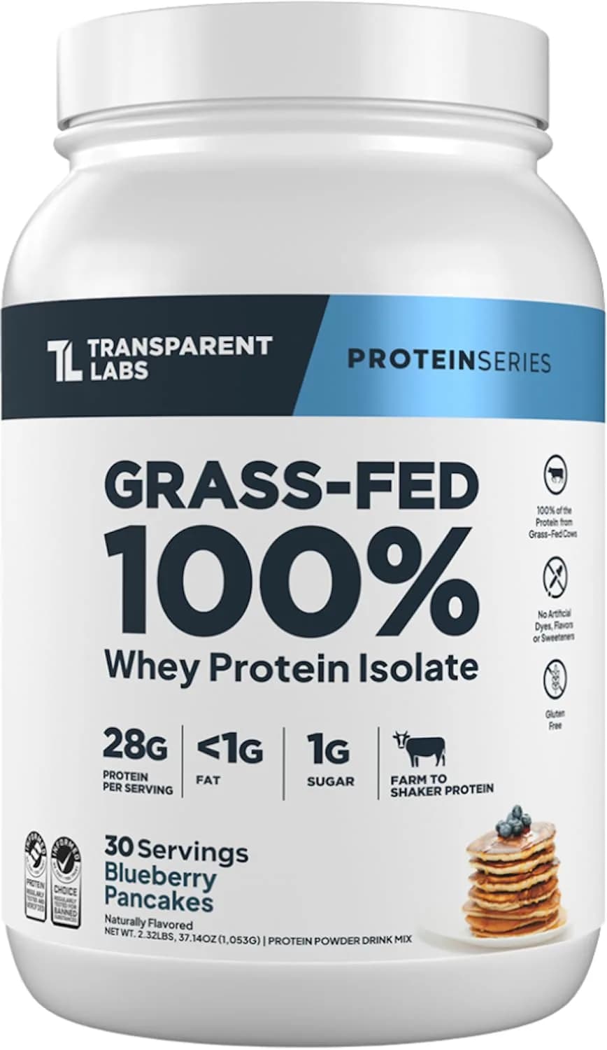 Transparent Labs Grass-Fed Whey Protein Isolate Oatmeal Chocolate Chip Cookie Flavor | 28g Protein Per Serving, 9 Essential Amino Acids - main product image