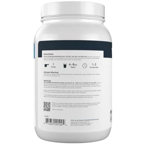 Transparent Labs Grass-Fed Whey Protein Isolate Dark Chocolate 1.13 kg (2.5 lb) | 28g Protein Per Serving thumbnail 9
