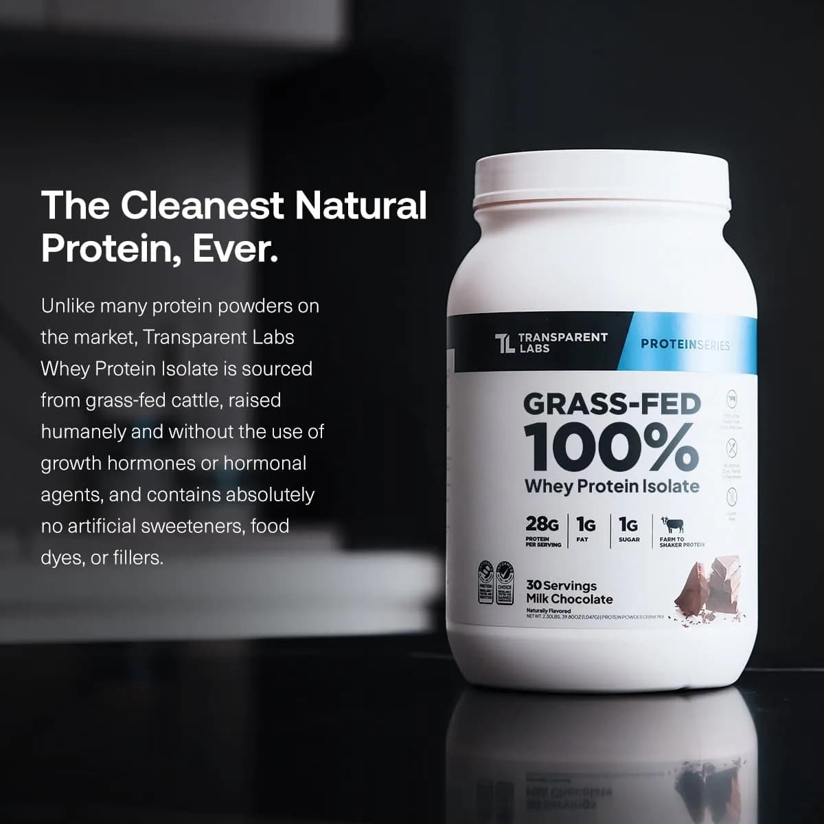 Transparent Labs Grass-Fed Whey Protein Isolate Oatmeal Chocolate Chip Cookie Flavor | 28g Protein Per Serving, 9 Essential Amino Acids - view 2