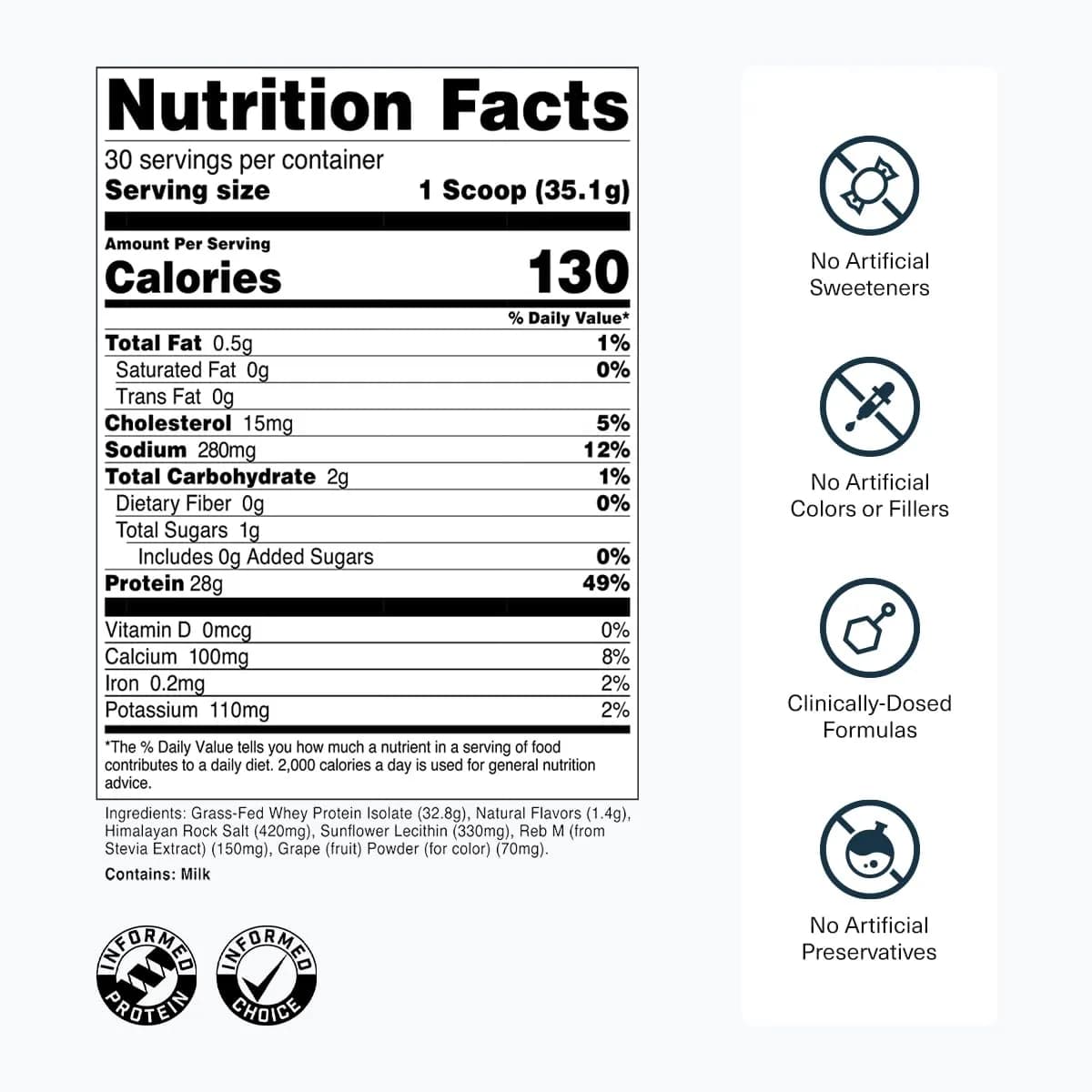 Transparent Labs Grass-Fed Whey Protein Isolate Oatmeal Chocolate Chip Cookie Flavor | 28g Protein Per Serving, 9 Essential Amino Acids - view 3