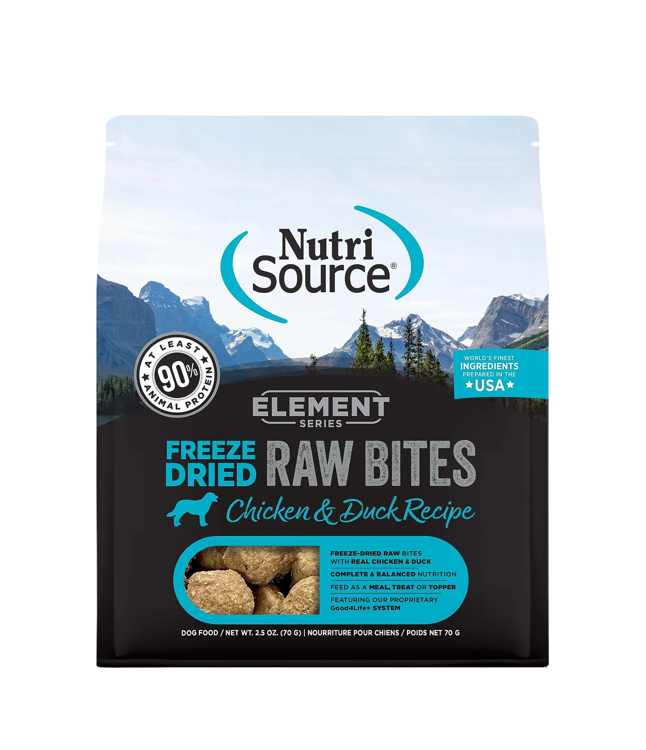 NutriSource Element Series Chicken & Duck Freeze Dried Raw Bites | Supports All Life Stages & Gut Health