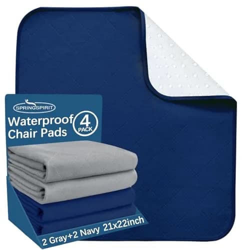 SPRINGSPIRIT Waterproof Chair Pads for Incontinence 22'' x 21'' (4 Pack) | Absorbent Seat Protector for Adults, Elderly, Kids, Pets thumbnail 1