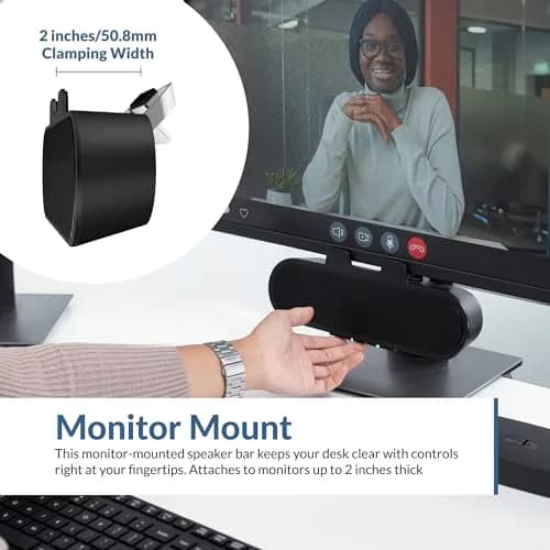 Cyber Acoustics CA-2890PRO USB & Bluetooth Speaker Bar 20W | Monitor Mount Speakerphone thumbnail 2