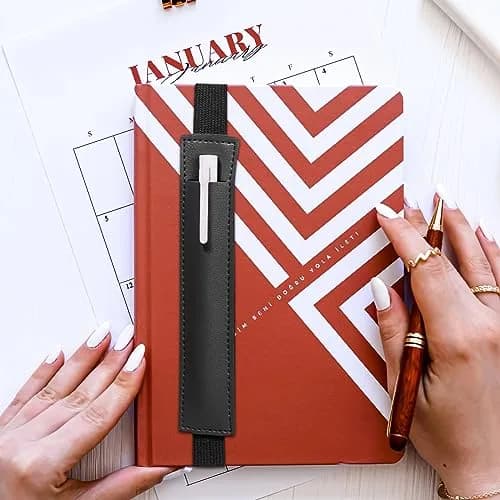 Aswewamt 12 Pcs Elastic Notebook Band Holders PU Leather Adjustable Pen Sleeve Pouch | Multifunctional Notebook Straps for Office & School thumbnail 3