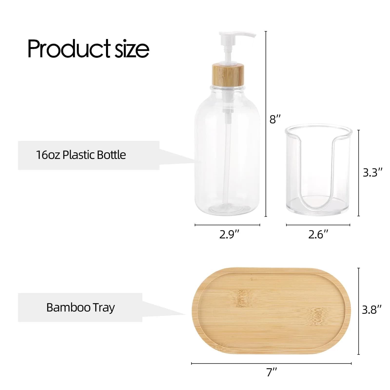 Tbestmax Clear 17oz Refillable Mouthwash Dispenser with Cup Holder & Tray | Bathroom Organizer - view 3