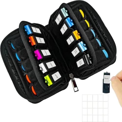 JBOS Flash Drive Case 20 Slots | Black Neoprene Organizer Bag for Memory Sticks, Jump Drives, Thumb Drives, USB Cases thumbnail 1