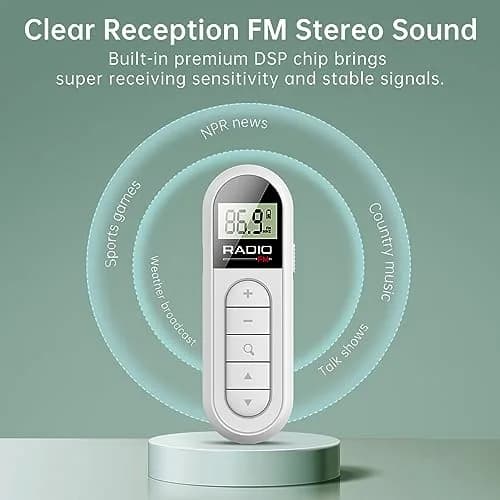 UMUTOO MI03 Pocket FM Radio Portable with Clip Rechargeable - White | Headphone-Only Personal Receiver thumbnail 5