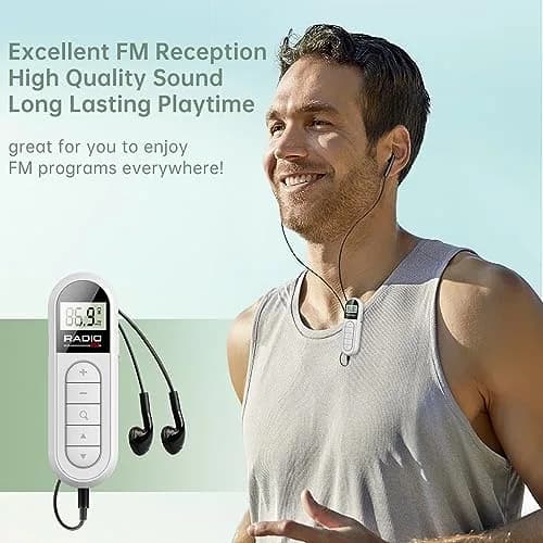 UMUTOO MI03 Pocket FM Radio Portable with Clip Rechargeable - White | Headphone-Only Personal Receiver thumbnail 2