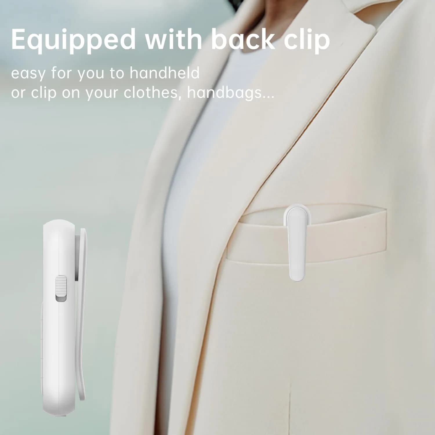 UMUTOO MI03 Pocket FM Radio Portable with Clip Rechargeable - White | Headphone-Only Personal Receiver - view 3