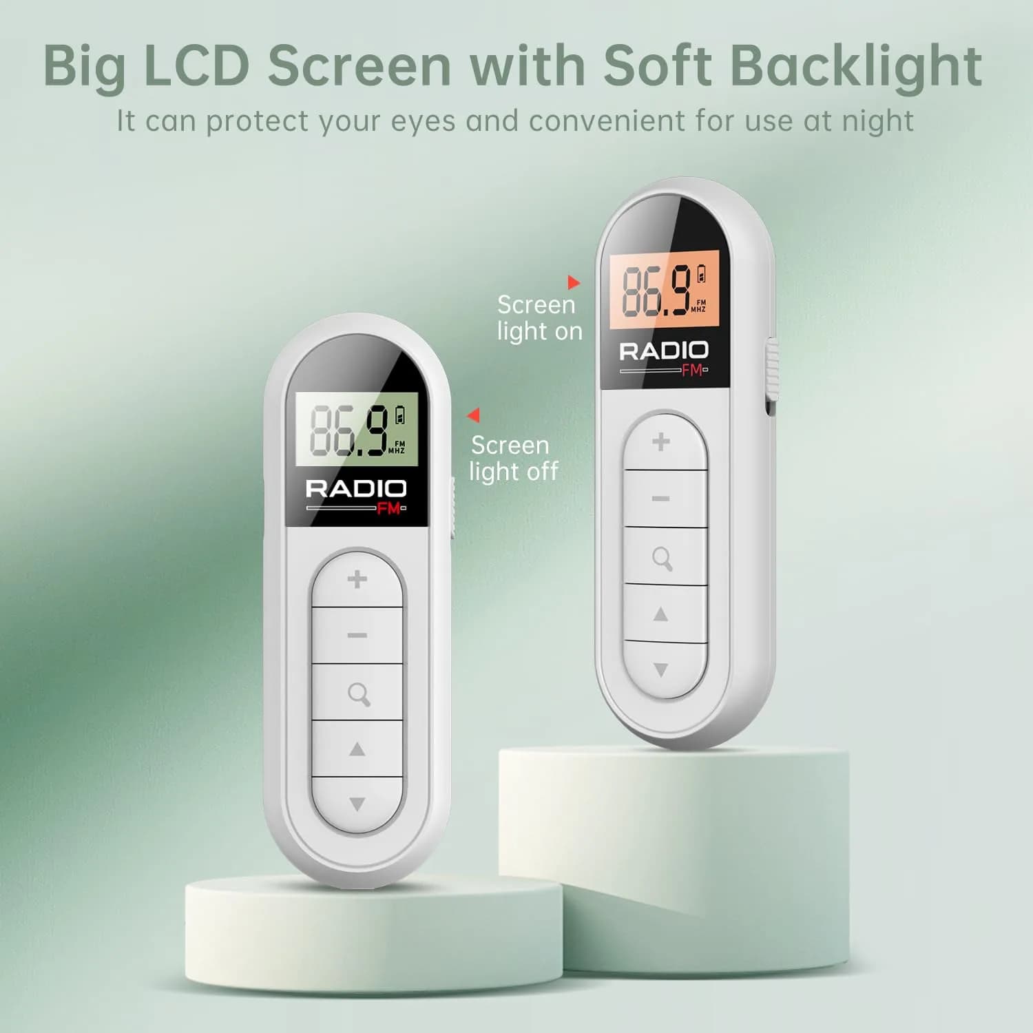 UMUTOO MI03 Pocket FM Radio Portable with Clip Rechargeable - White | Headphone-Only Personal Receiver - view 4