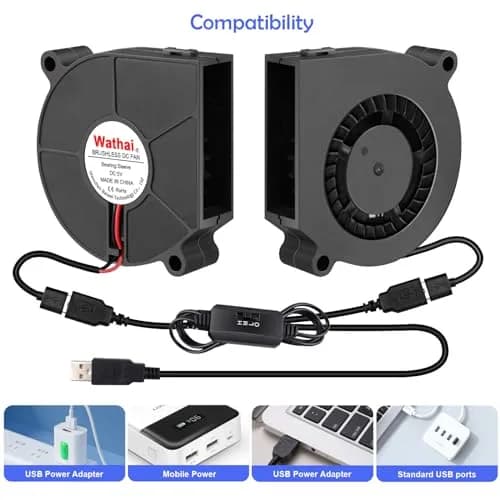 Wathai 60mm USB Blower Fan 2-Pack | 5V Variable Speed Controller for Electronics Cooling thumbnail 4