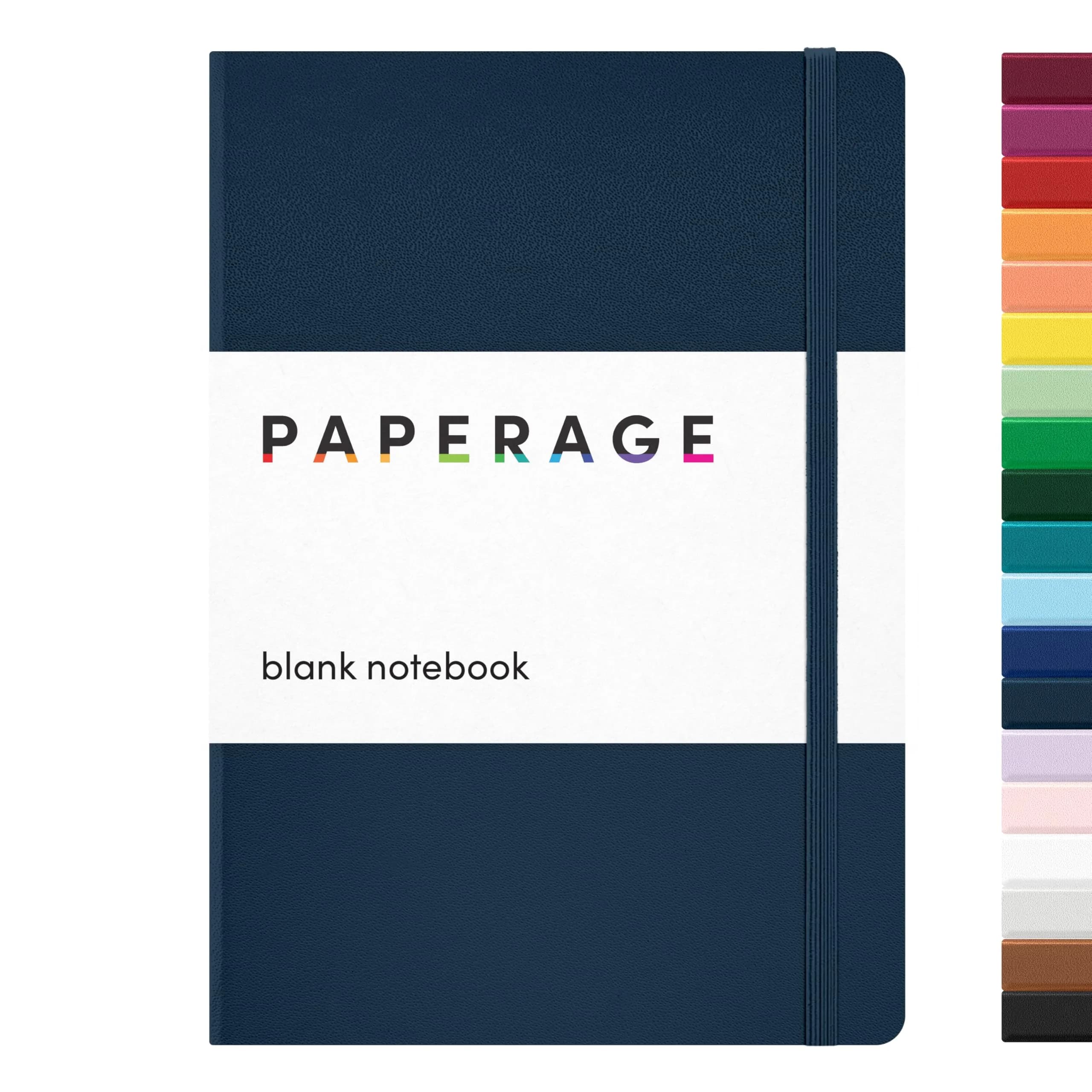 PAPERAGE Blank Journal Notebook Medium 5.6 x 8 in (Navy) | 160 Pages Acid-Free 100 GSM Thick Paper