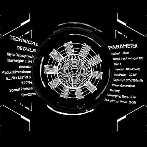 Moonacy Arc Reactor Night Light, Rechargeable Superhero Lamp 163 cm (64.17 inches) | Touch & Remote Control Display Light thumbnail 4