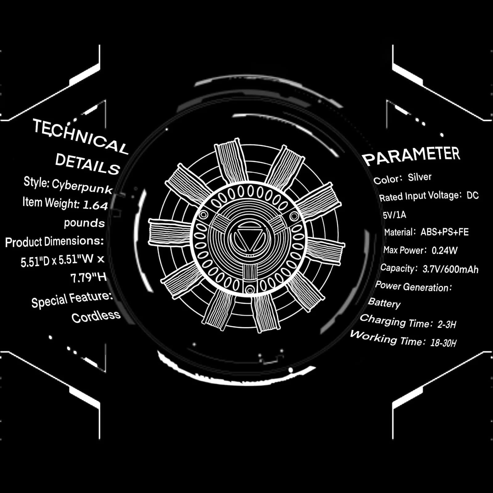 Moonacy Arc Reactor Night Light, Rechargeable Superhero Lamp 163 cm (64.17 inches) | Touch & Remote Control Display Light - view 4