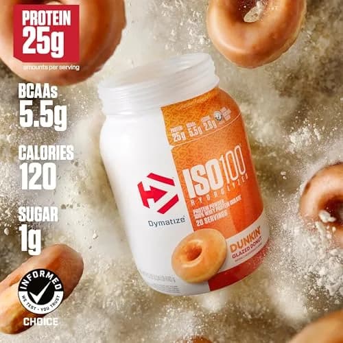Dymatize ISO100 Whey Protein Isolate Dunkin' Glazed Donut 609g (1.34 lb) | 25g Protein Per Serving thumbnail 3