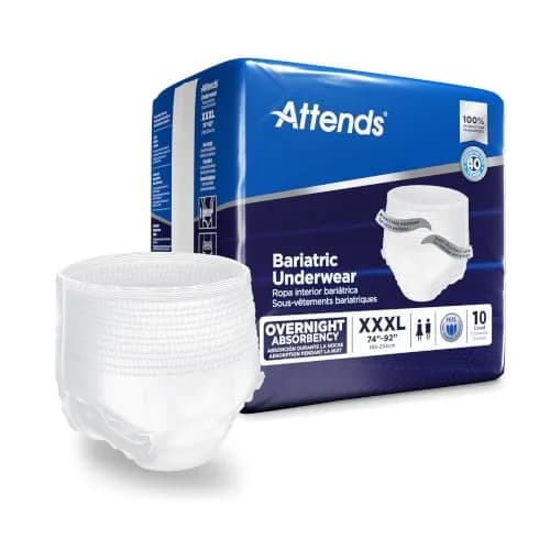 Attends Bariatric Adult Incontinence Underwear 40 ct | Heavy to Severe Leak Protection for Obese Patients thumbnail 1